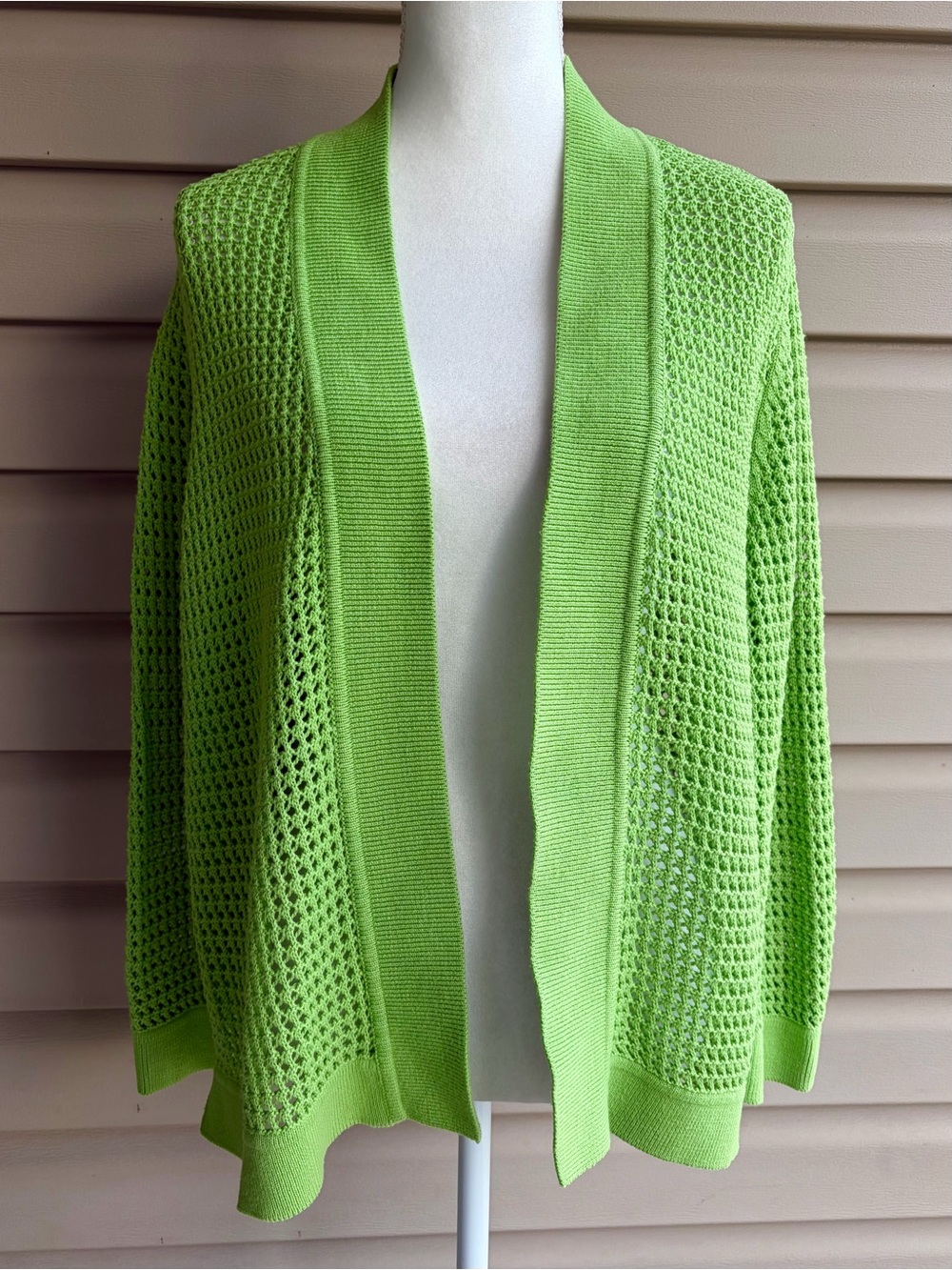 •Jones Studio• Open Knit Lime Green Cardigan Sweater - Size 1X